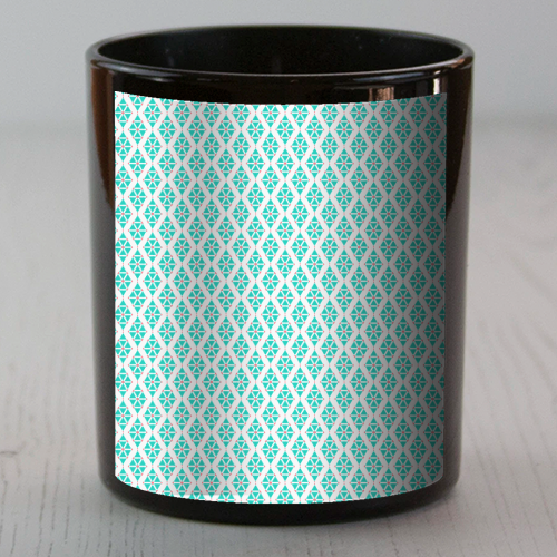Pastel Blue and White Geometric Pattern - scented candle by Elaine Ayling