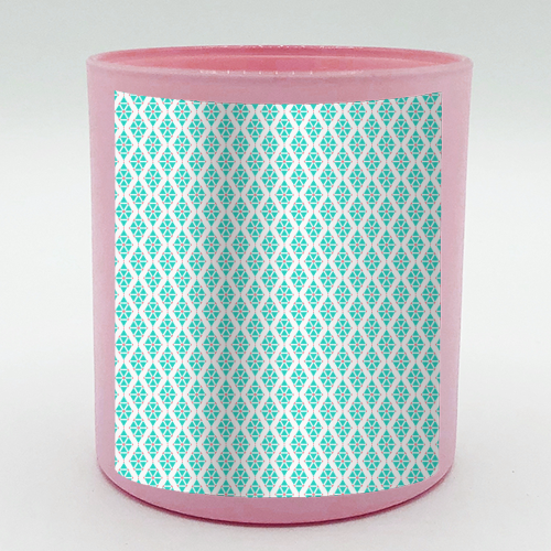 Pastel Blue and White Geometric Pattern - scented candle by Elaine Ayling
