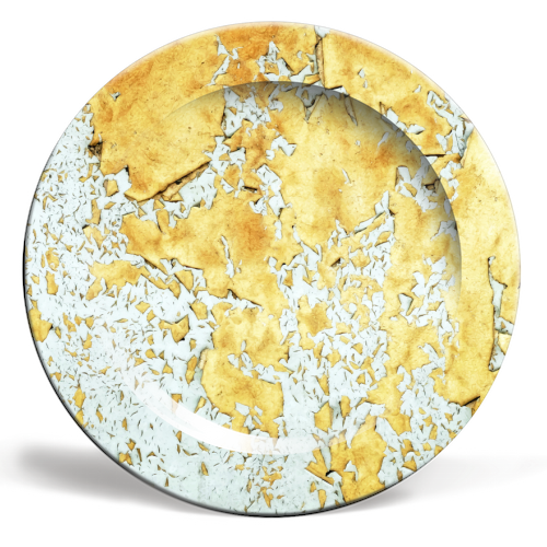 Gold - ceramic dinner plate by Uma Prabhakar Gokhale