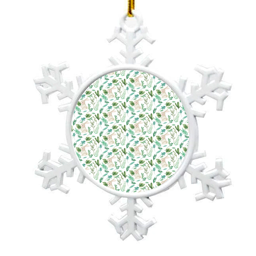Greenery Rabbits - snowflake decoration by Vivian Viyiwi