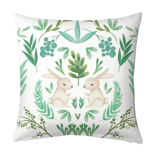 Woodland Rabbits - designed cushion by Vivian Viyiwi