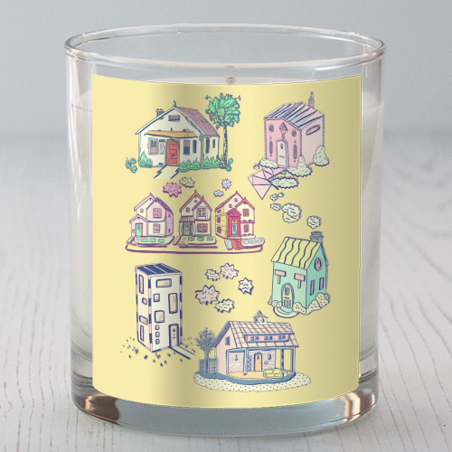 Pastel Houses - scented candle by minniemorris art