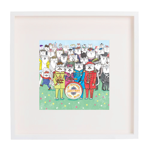 Sgt. Peppurrs Lonely Hearts Cat Band - framed poster print by Katie Ruby Miller
