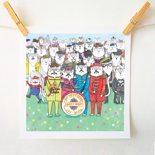 Sgt. Peppurrs Lonely Hearts Cat Band - A1 - A4 art print by Katie Ruby Miller