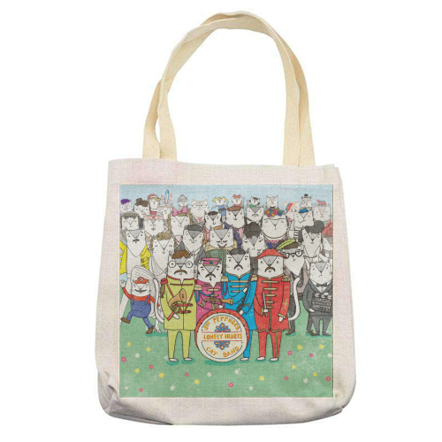 Sgt. Peppurrs Lonely Hearts Cat Band - printed tote bag by Katie Ruby Miller