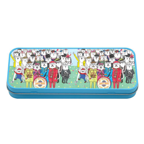 Sgt. Peppurrs Lonely Hearts Cat Band - tin pencil case by Katie Ruby Miller