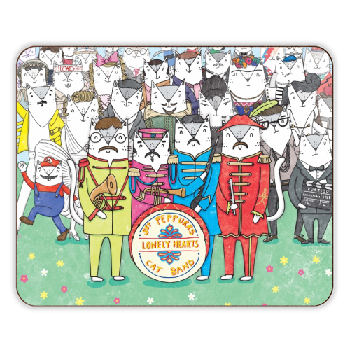 Sgt. Peppurrs Lonely Hearts Cat Band - designer placemat by Katie Ruby Miller