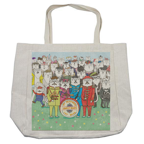 Sgt. Peppurrs Lonely Hearts Cat Band - cool beach bag by Katie Ruby Miller