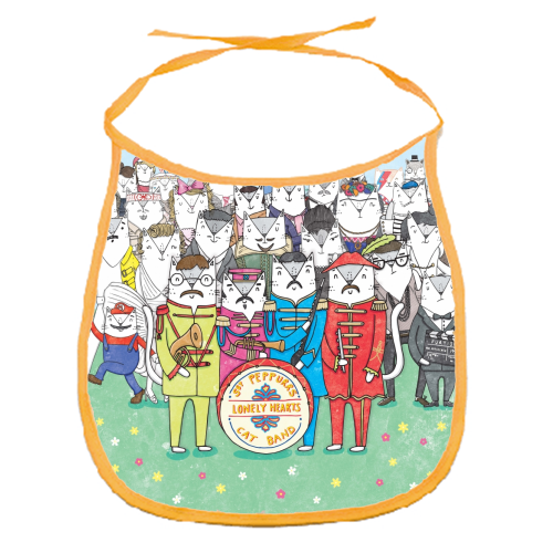 Sgt. Peppurrs Lonely Hearts Cat Band - funny baby bib by Katie Ruby Miller