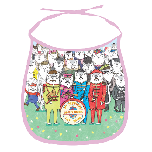 Sgt. Peppurrs Lonely Hearts Cat Band - funny baby bib by Katie Ruby Miller