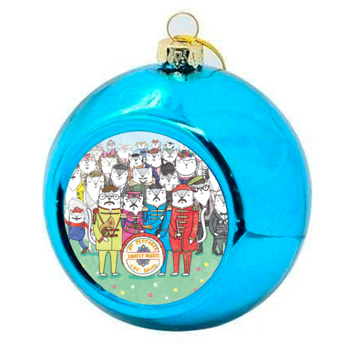 Sgt. Peppurrs Lonely Hearts Cat Band - colourful christmas bauble by Katie Ruby Miller