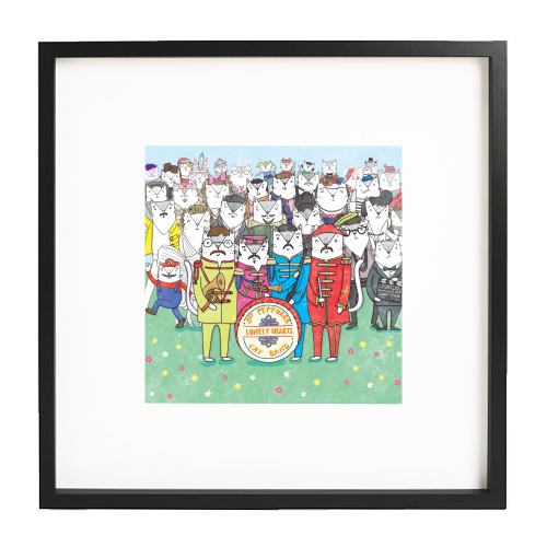 Sgt. Peppurrs Lonely Hearts Cat Band - framed poster print by Katie Ruby Miller
