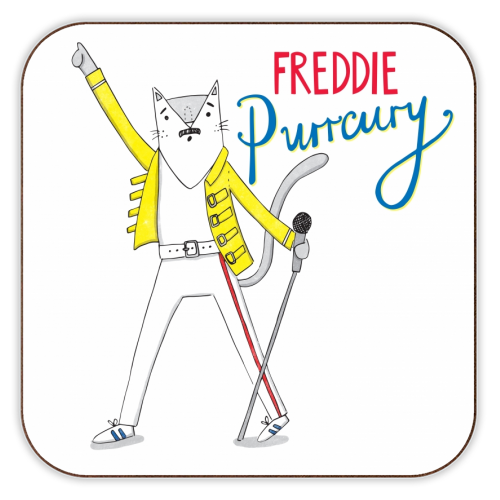 Freddie Purrcury - personalised beer coaster by Katie Ruby Miller