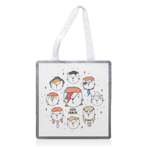 David Meowie - The 9 Lives Of - printed tote bag by Katie Ruby Miller