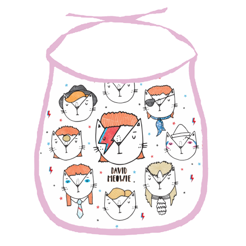 David Meowie - The 9 Lives Of - funny baby bib by Katie Ruby Miller