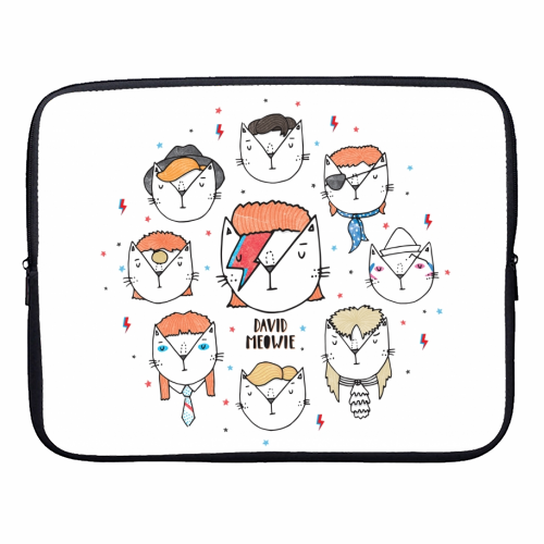 David Meowie - The 9 Lives Of - designer laptop sleeve by Katie Ruby Miller