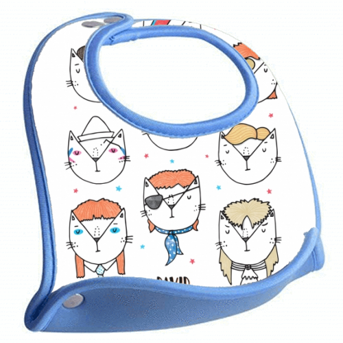 David Meowie - The 9 Lives Of - baby feeding bib by Katie Ruby Miller