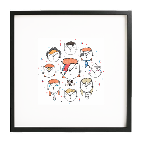 David Meowie - The 9 Lives Of - framed poster print by Katie Ruby Miller