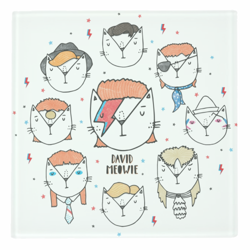 David Meowie - The 9 Lives Of - personalised beer coaster by Katie Ruby Miller
