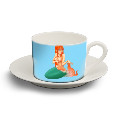 Mermaid Retro Pinup  - personalised cup and saucer by MilkshakeandFries