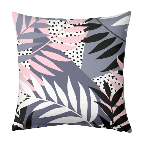 Palms on Polka Dots Background - designed cushion by EMANUELA CARRATONI