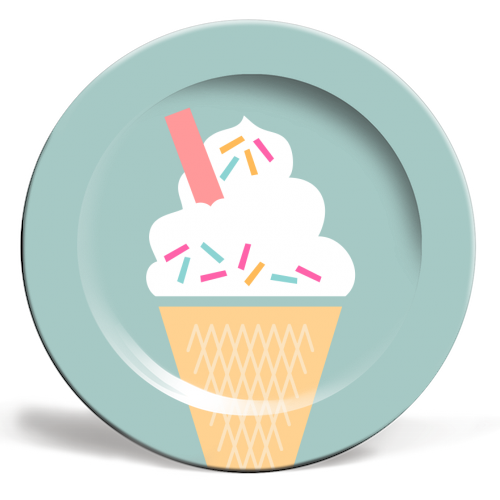 Ice Cream (Mint) - ceramic dinner plate by theoldartstudio