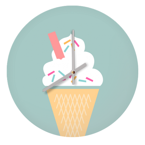 Ice Cream (Mint) - quirky wall clock by theoldartstudio