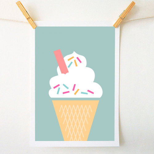 Ice Cream (Mint) - A1 - A4 art print by theoldartstudio