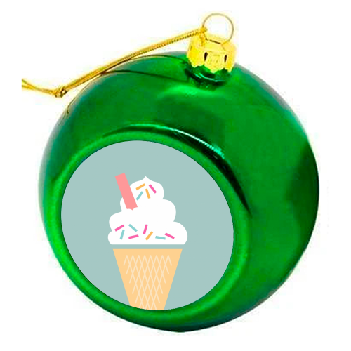 Ice Cream (Mint) - colourful christmas bauble by theoldartstudio