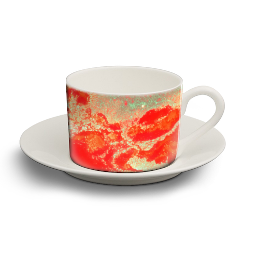 Sea Green + Coral - personalised cup and saucer by Uma Prabhakar Gokhale