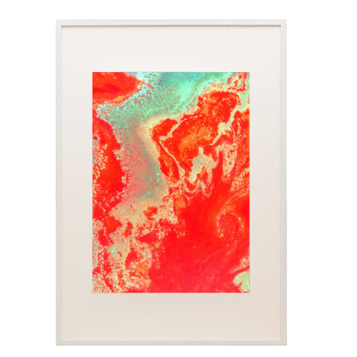 Sea Green + Coral - framed poster print by Uma Prabhakar Gokhale