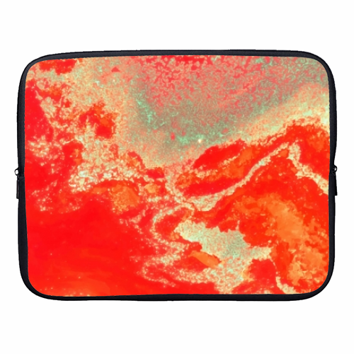 Sea Green + Coral - designer laptop sleeve by Uma Prabhakar Gokhale