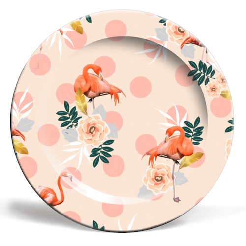 Flamingo Jazz - ceramic dinner plate by Uma Prabhakar Gokhale