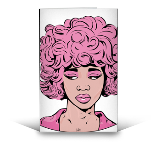 The Pink Lady - funny greeting card by Imogen Colise Wilson