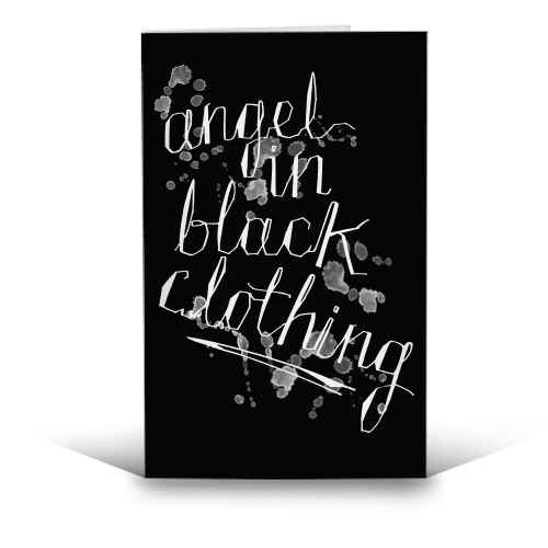 Angel In Black Clothing - funny greeting card by minniemorris art