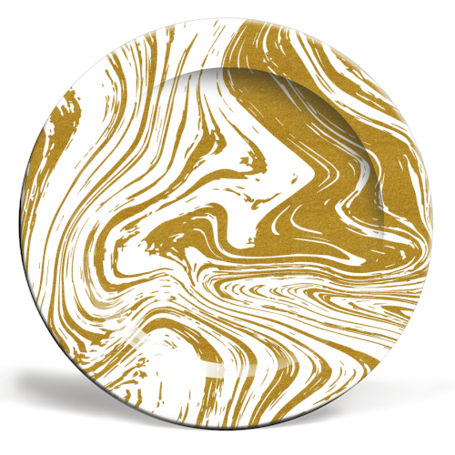 Gold marble effect - ceramic dinner plate by MMarta BC