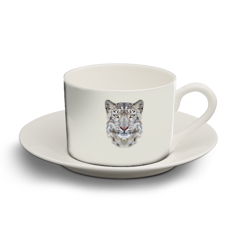 The Snow Leopard - personalised cup and saucer by petegrev