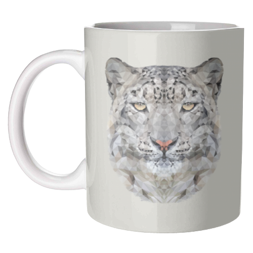 The Snow Leopard - unique mug by petegrev