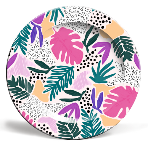 Cutting Shapes - Tropical - ceramic dinner plate by Dizzywonders
