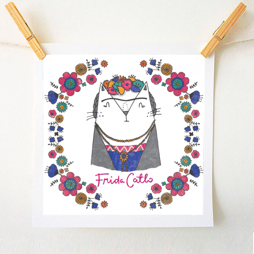 Frida Catlo - A1 - A4 art print by Katie Ruby Miller