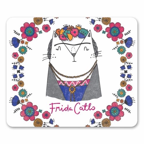 Frida Catlo - funny mouse mat by Katie Ruby Miller