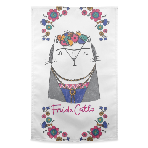 Frida Catlo - funny tea towel by Katie Ruby Miller