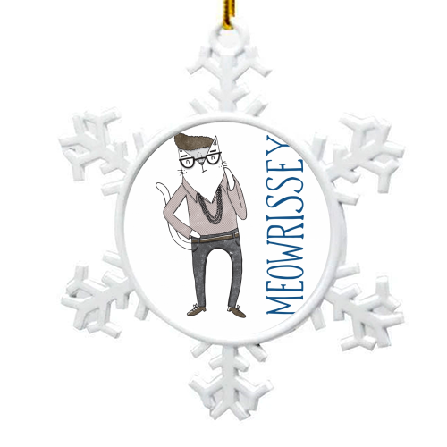 Meowrissey - snowflake decoration by Katie Ruby Miller