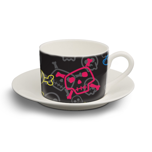 Cartoon Skulls Pattern - personalised cup and saucer by ArtDigi