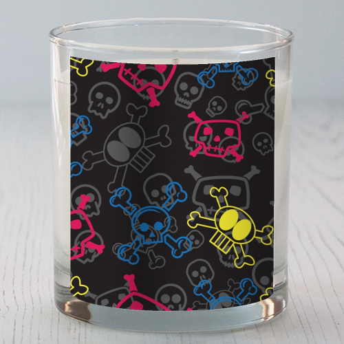 Cartoon Skulls Pattern - scented candle by ArtDigi