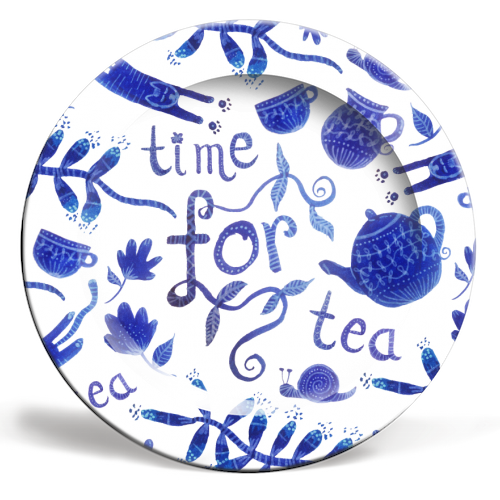 Time for Tea - ceramic dinner plate by Natasha Troy