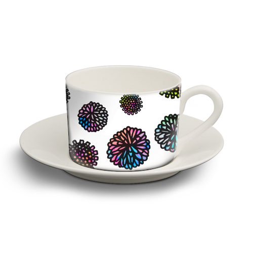 Neon Pom Pom's - personalised cup and saucer by Cassie Swindlehurst