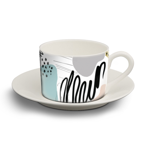 ABSTRACT PASTEL - personalised cup and saucer by Dizzywonders