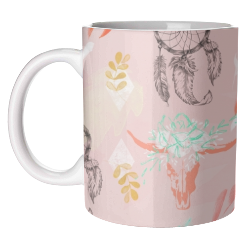 Bohemian pink pattern - unique mug by MMarta BC