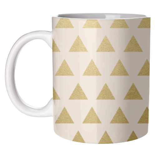 Blush + Gold Triangles - unique mug by Uma Prabhakar Gokhale